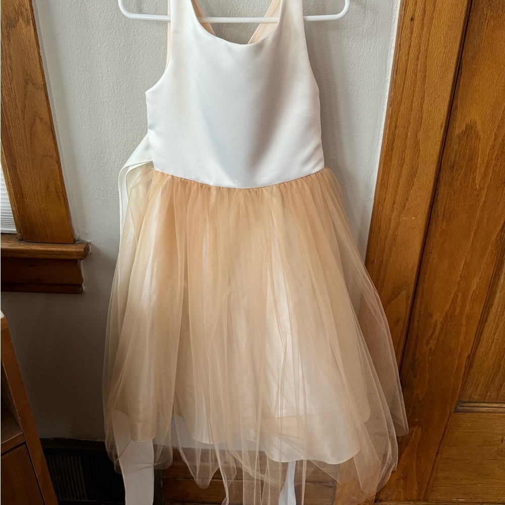 Petite Adele Cream and Tan Dress